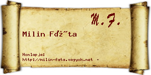 Milin Fáta névjegykártya